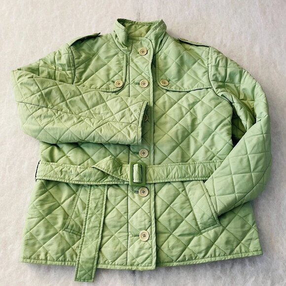 Jones New York Signature Womens Green Belted Waist Classic Quilted Jacket Sz XL - Picture 1 of 9